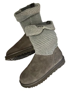 Neu! UGG Damen 8 Shaina Wildleder Stiefel Bootie Strickbündchen Anthrazit Grau 1012534 - Bild 1 von 10