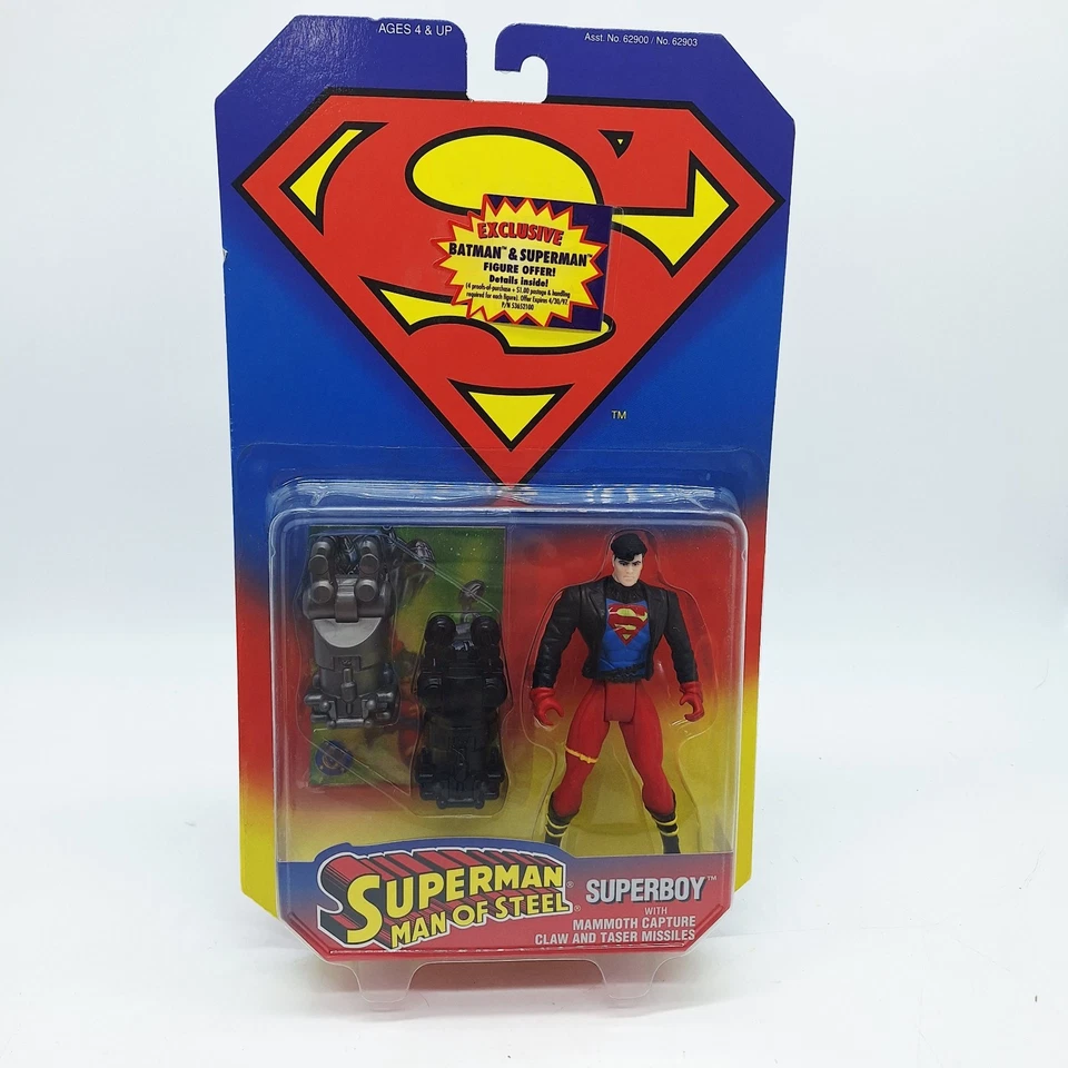 超级男孩超人钢铁侠 1995 年可动人偶 DC 肯纳完整包装 — 第 1/4 张图片