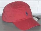 Polo Ralph Lauren Men's Cotton Chino Pony Baseball Ball Cap Hat, Coral Faded Red