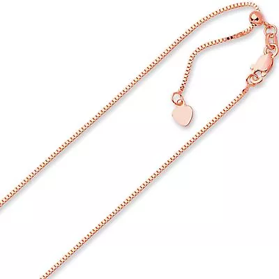 .85 мм твердое регулируемое коробка цепочка ожерелье реальный 14K розовое золото до 22» 3,3 г - Изображение 1 из 2