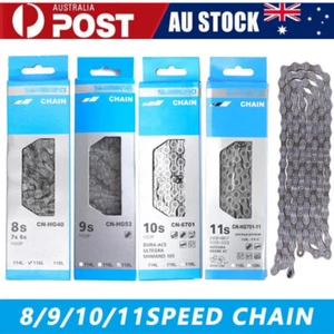 For Shimano 6/7/8/9/10/11 Speed Chain HG54/95/701 Deore MTB Road Bike 116 Link - Picture 1 of 15