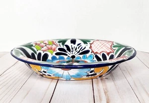 Mexican Talavera Art Pottery Hand Painted Oval Bowl Lead Free, Mexico 10" - Picture 1 of 6