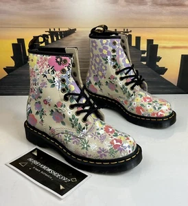 Dr. Martens 1460 Floral Mashup Parchment Beige Combat Boots Women’s Size 5 - Picture 1 of 8