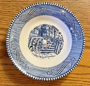 Royal USA CURRIER & IVES BLUE "Old Farm Gate" Obst Dessert Schale - Bild 1 von 16