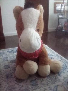 Giant Stuffed Horse /brown & white face/Red bandana/ 25"in High - Picture 1 of 6