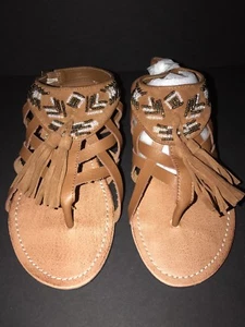 DOLCE by Mojo Moxy W. SIMBA Beaded Sz 8 M Sandals Cognac Brown - Picture 1 of 12