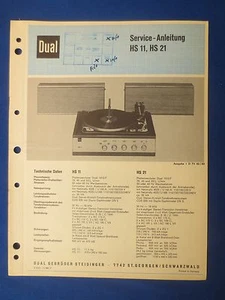 DUAL HS11 HS21 SERVICE MANUAL FACTORY ORIGINAL ISSUE IN GERMAN ONLY - Bild 1 von 1