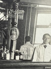 Original Photo C 1900 Cabinet Card Saloon Bar Genesee Beer Signs Rochester NY &