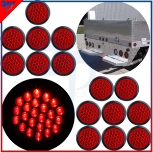 15x Red 4'' Round 24LED Truck Tail Light For 1981-2017 Peterbilt 320 389 567 - Foto 1 di 10