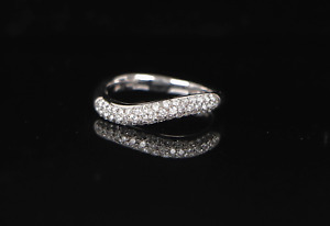 $2,000 Whitehall WH 14K White Gold Round Pave Diamond Curved Wedding Band Ring