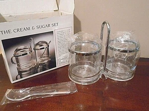 Vintage GRAINWARE ~ The Cream & Sugar Set ~ Acrylic w/ spoon & caddy ~ NEW ~ NOS - Picture 1 of 6
