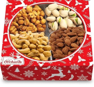 Cesta de regalo de nueces de Navidad - Regalo de comida navideña surtido de nueces mixtas regalo Foto 1 de 4