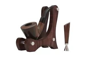 Tabacco da fumo artigianale stile Sherlock Holmes forma manomissione e supporto per pipa in legno - Foto 1 di 5