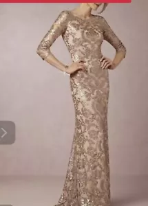 Beautiful Rose Gold Tadashi Shoji Yvonne Dress Gown Size 2 - Picture 1 of 1