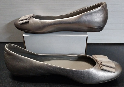 Ballerine donna Ecco Mary in pelle argento metallizzato punta chiusa taglia 10 US 41 EU