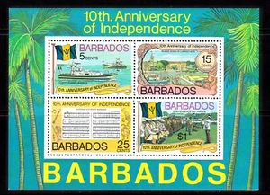 BARBADOS #448-451a MNH 10th ANNIV. OF INDEPENDENCE SOUVENIR SHEET - Picture 1 of 1