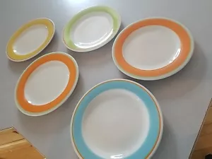 Laurie Gates Capri Dinner Plates Retired 12" (Orange Blue Yellow Green) Set Of 5 - Picture 1 of 3