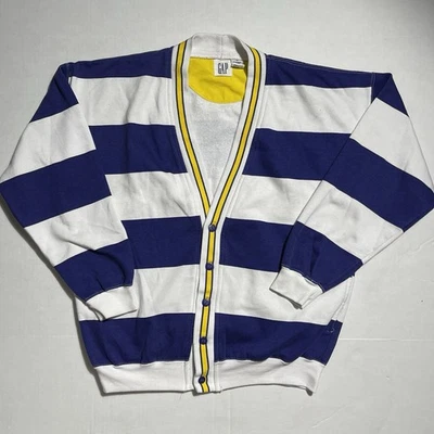 🔥 Cárdigan Vintage GAP Rayas - Azul/Blanco/Amarillo - Talla M - Preppy Retro 🔥 Foto 1 de 4