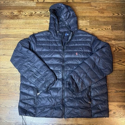 POLO RALPH LAUREN MEN'S PACKABLE WATER REPELLENT BLACK PUFFER JACKET SIZE 3XLT - Image 1 of 4