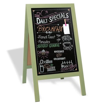 Wooden A-Frame Sign with Eraser & Chalk - 40x20 Inches, Sage - Image 1 of 4