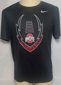 Nike Dri-Fit Ohio State Buckeyes Football T Shirt Black Athletic Cut Mens L Used - Picture 1 of 8