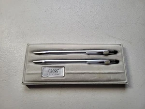 Cross Fine Writing Kugelschreiber Druckbleistift Set Chrom 3501 Vintage - Bild 1 von 3