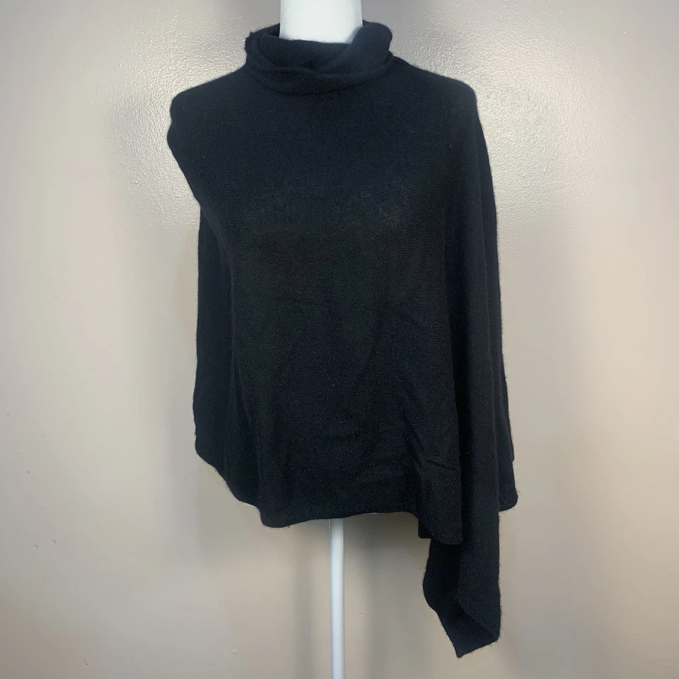 Mantón envolvente blanco + Warren 100 % cachemir cuello alto negro suave asimétrico M/L Foto 1 de 4