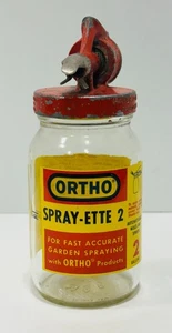 Vintage Advertising Ortho Spray-Ette 2 Glass Jar w/ Spray Gun 1960s collectible - Picture 1 of 7