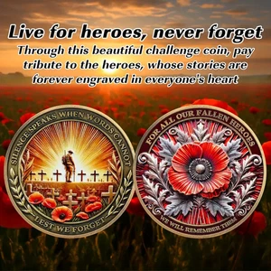 Military Poppies Challenge Coin Collectable Armed Forces Poppy 1-pc - Picture 1 of 8