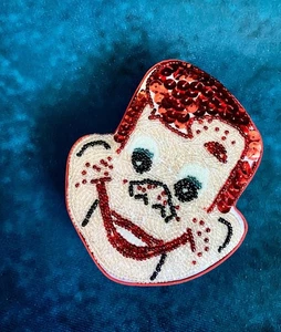 Caja de lentejuelas rojas Howdy Doody Head con tapa almacenamiento de baratija personajes de TV nostálgicos - Imagen 1 de 5