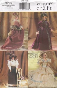 Vogue Craft Sewing Pattern 9759, Historical Period Costumes,11.5" Barbie Doll - Picture 1 of 7