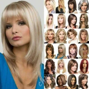 Women's Daily Short Bob Curly Straight Wigs Natural Long Wavy Hair Wig Cosplay - Picture 1 of 30