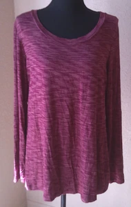 LOGO LAURIE GOLDSTEIN WOMENS LONG SLEEVE SHADES OF PURPLE TEE SIZE LARGE - Picture 1 of 4