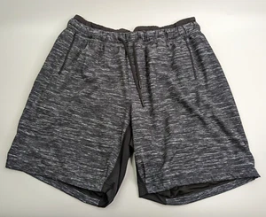 Lululemon Running Shorts 8" Lined Space Dye Black Gray Men's Size Large Gym - Picture 1 of 9