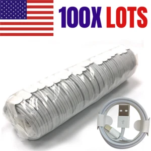 100x Lot Wholesale Bulk 3Ft 6Ft For iPhone 11 XR X 8 USB Charger Charging Cable - Picture 1 of 12