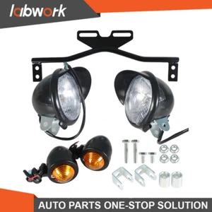 Labwork Turn Signals Passing Driving Fog Light Bar Black For Touring Kawasaki - Picture 1 of 14