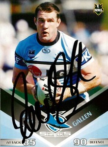 ✺Signed✺ 2010 CRONULLA SHARKS NRL Card PAUL GALLEN Daily Telegraph