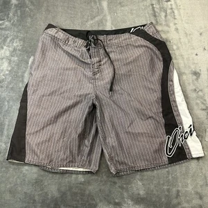 Oneill Board Shorts Mens 36 Gray Black Spellout Embroidered Surf Outdoor Pockets - Picture 1 of 11