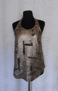 🔻 Isabel Marant pour H&M Bluse glänzend gold metallic Folie Tank Top Gr. US 4 - Bild 1 von 9
