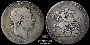 Great Britain, George III, Crown 1820, LX, Fine - Picture 1 of 4