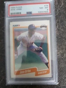 1990 Fleer PSA 8 Juan Uribe Birth Year Error Card# 74 - Picture 1 of 2