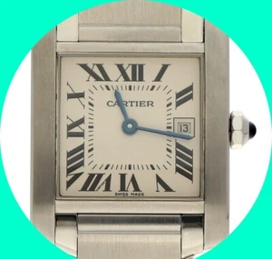 Cartier Santos Swiss Quartz Stainless Steel Watch #2465 25MM Wide Box+Papers - Picture 1 of 9