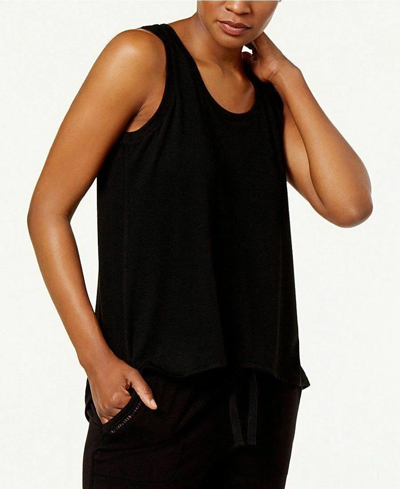 Alfani Women's High-Low Pajama Tank Top Classic Black, Size Large - Image 1 of 1