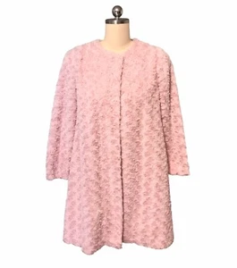 Bonnie Jean Pastel Pink Faux Fur Coat Swirls Soft Mid Length Girl’s Sz 16 - Picture 1 of 9