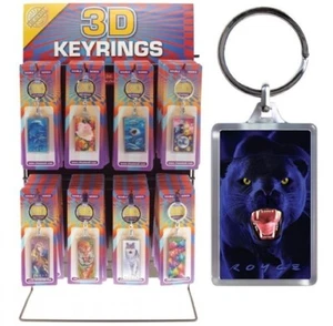 Double Sided 3D Key Rings 3 Designs. Panther, T-Rex, Hummingbirds - Picture 1 of 6