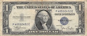 USA $1 Silver Certificate Series of 1935 C Block P-E Circulated Banknote ZA - Picture 1 of 2