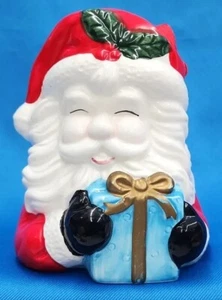 Santa Claus Container with Ribbon Handle Candy Gift Holder Ceramic Nygala Corp - Picture 1 of 6