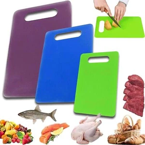 3x Chopping Board Set Kitchen Food Fruit Meat Cutting Serving BPA Free Non Slip - Picture 1 of 7