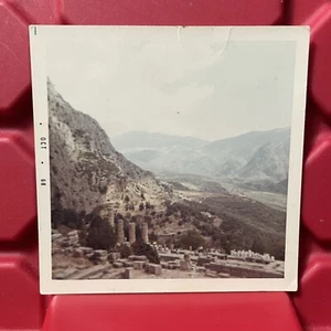 Temple Of Apollo Greece Delphi 3 3/8 x 3 3/8 Photograph B Pre Owned Vintage 1968 - Picture 1 of 2