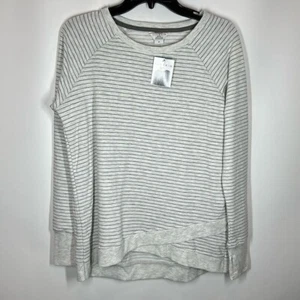 Danskin | NWT Women’s M Medium Light Grey Striped Long Sleeve Top - Picture 1 of 7